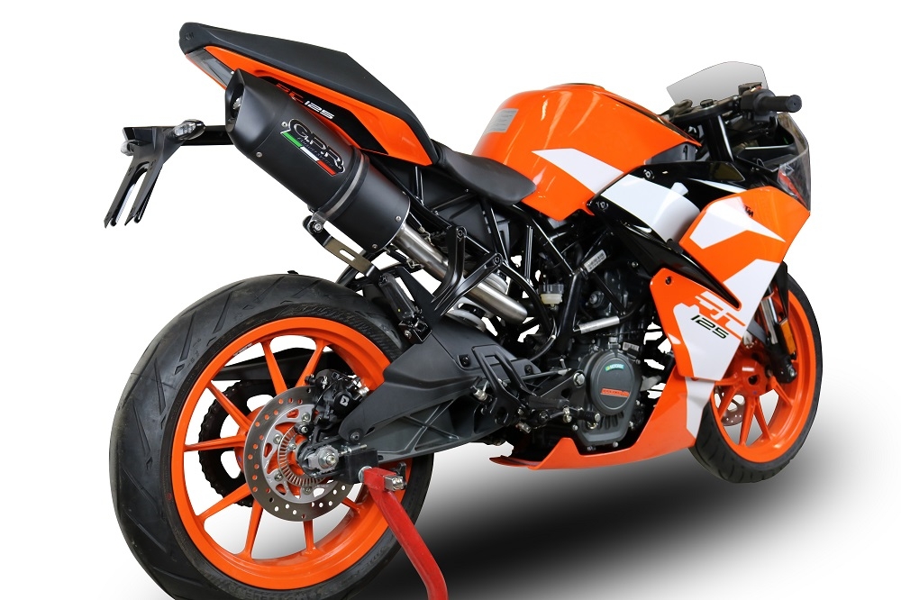 GPR escape compatible con  Ktm Rc 125 2017-2020, Furore Evo4 Nero, Escape legal, homologado, silenciador con catalizador, db killer desmontable y tubo de conexión específico 