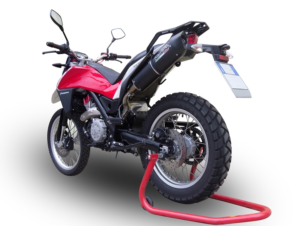 GPR escape compatible con  Husqvarna TERRA - STRADA TR 650  2013-2015, Furore Nero, Escape completo homologado y legal,con catalizador incluido db killer extraíble 