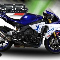 Escape compatible con Yamaha Yzf R1-R1-M 2020-2025, GP Evo4 Titanium, Escape legal, homologado, silenciador con db killer desmontable y tubo de conexión específico 