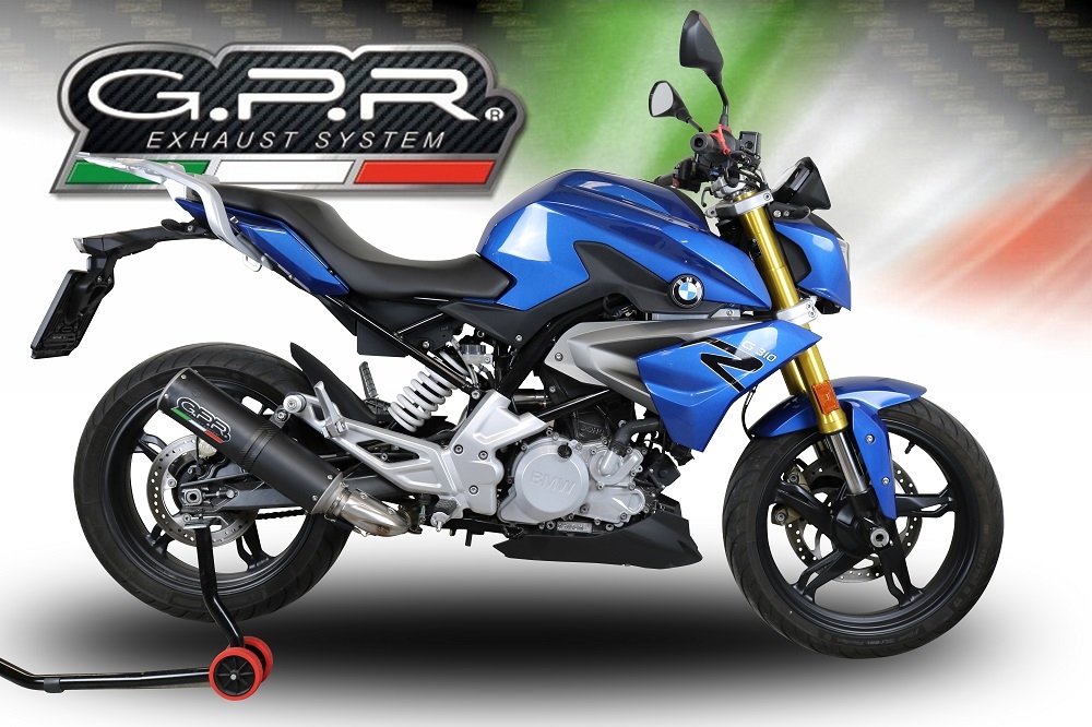 GPR escape compatible con  Bmw G 310 R 2017-2021, M3 Black Titanium, Escape completo homologado y legal,con catalizador incluido db killer extraíble 