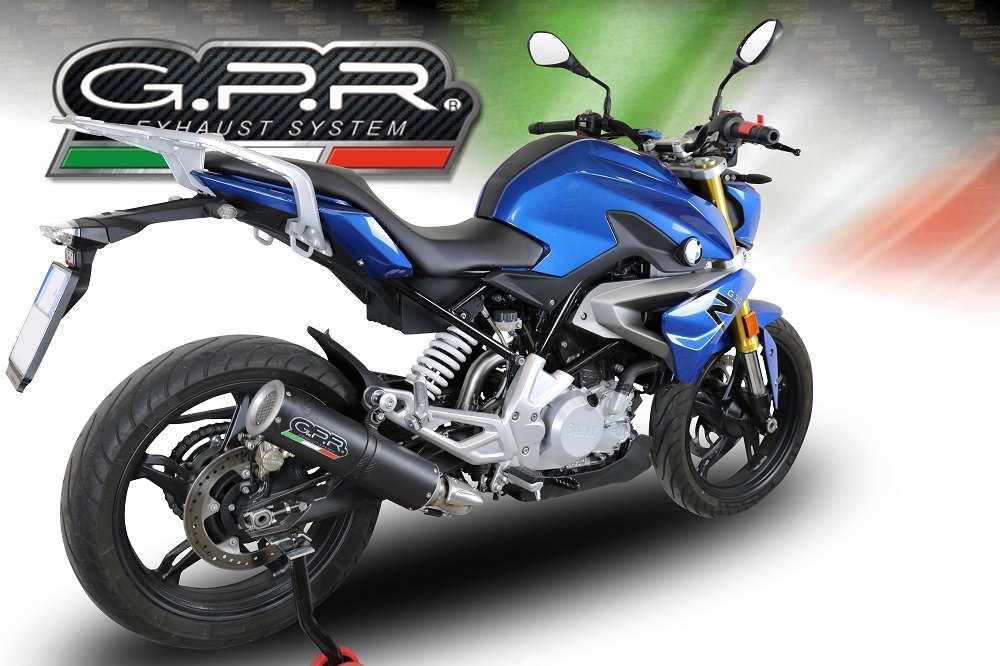 GPR escape compatible con  Bmw G 310 R 2017-2021, M3 Black Titanium, Escape completo homologado y legal,con catalizador incluido db killer extraíble 
