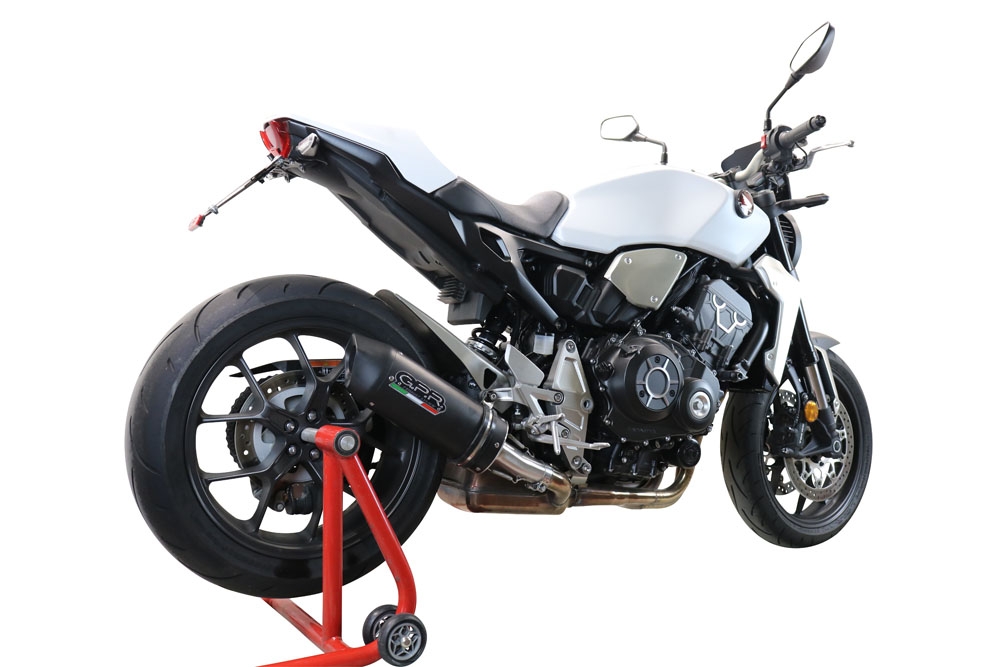 Escape compatible con Honda Cb 1000 R 2018-2020, Furore Evo4 Nero, Escape legal, homologado, silenciador con db killer desmontable y tubo de conexión específico 
