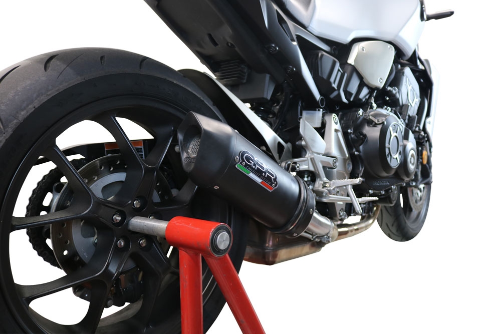 Escape compatible con Honda Cb 1000 R 2018-2020, Furore Evo4 Nero, Escape legal, homologado, silenciador con db killer desmontable y tubo de conexión específico 