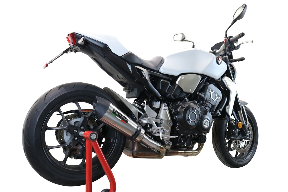 Escape compatible con Honda Cb 1000 R 2021-2024, GP Evo4 Titanium, Escape legal, homologado, silenciador con db killer desmontable y tubo de conexión específico 