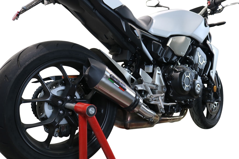Escape compatible con Honda Cb 1000 R 2021-2024, GP Evo4 Titanium, Escape legal, homologado, silenciador con db killer desmontable y tubo de conexión específico 