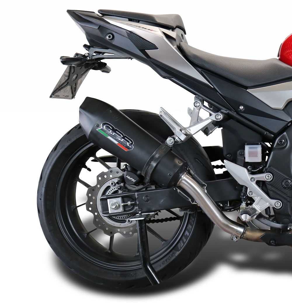 Escape compatible con Honda Cb 500 X 2019-2025, GP Evo4 Black Titanium, Escape legal, homologado, silenciador con db killer desmontable y tubo de conexión específico 