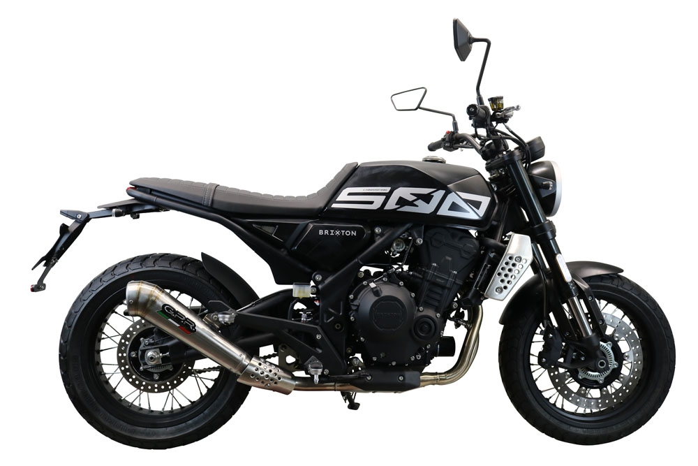 Escape compatible con Brixton CroSsfire 500 X 2020-2021, Powercone Evo, Escape legal, homologado, silenciador con db killer desmontable y tubo de conexión específico 