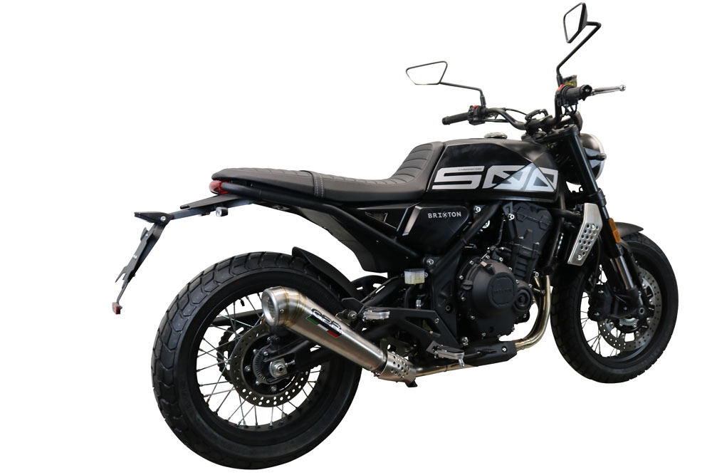 Escape compatible con Brixton CroSsfire 500 X 2020-2021, Powercone Evo, Escape legal, homologado, silenciador con db killer desmontable y tubo de conexión específico 