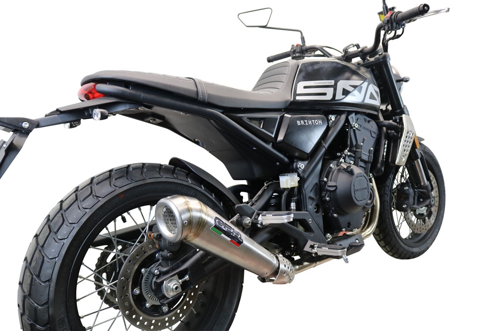 Escape compatible con Brixton CroSsfire 500 X 2020-2021, Powercone Evo, Escape legal, homologado, silenciador con db killer desmontable y tubo de conexión específico 