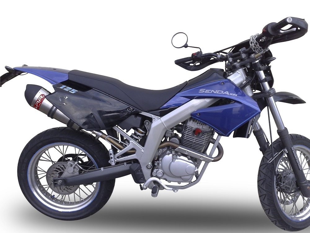 Escape compatible con Derbi Senda Drd 125 R -SM 2009-2013, Gpe Ann. titanium, Escape legal, homologado, silenciador con db killer desmontable y tubo de conexión específico 