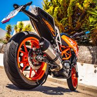 Escape compatible con Ktm Duke 250 2017-2020, GP Evo4 Poppy, Escape legal, homologado, silenciador con db killer desmontable y tubo de conexión específico 