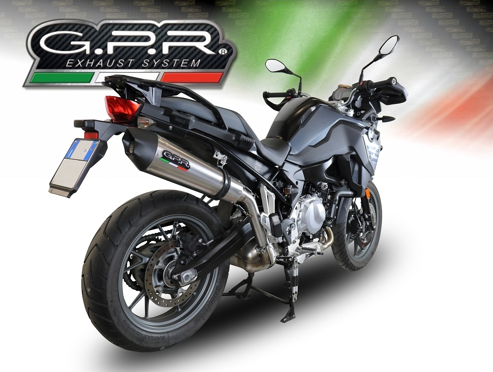 Escape compatible con Bmw F 750 Gs 2018-2020, GP Evo4 Titanium, Escape legal, homologado, silenciador con db killer desmontable y tubo de conexión específico 