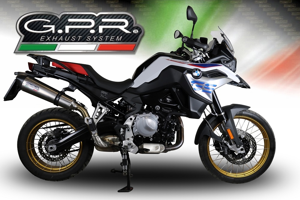 Escape compatible con Bmw F 900 Gs Adventure 2024-2025, GP Evo4 Titanium, Escape legal, homologado, silenciador con db killer desmontable y tubo de conexión específico 