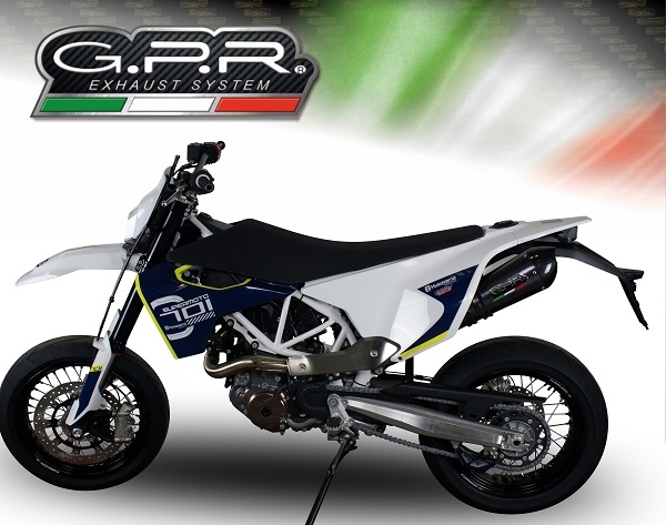 Escape compatible con Husqvarna Supermoto 701 USA Market only 2021-2024, Gpe Ann. Poppy, Escape homologaedo, legal para mercados fuera de la UE, incluido tubo de enlace y db killer extraíble 