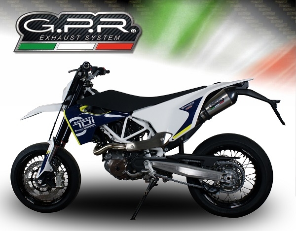 Escape compatible con Husqvarna Supermoto 701 2017-2020, Gpe Ann. Titanium, Escape homologaedo, legal para mercados fuera de la UE, incluido tubo de enlace y db killer extraíble 