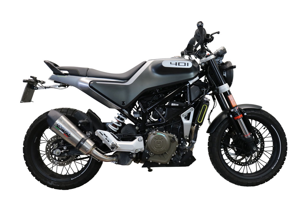 Escape compatible con Husqvarna Svartpilen 401 2020-2020, GP Evo4 Titanium, Escape legal, homologado, silenciador con db killer desmontable y tubo de conexión específico 