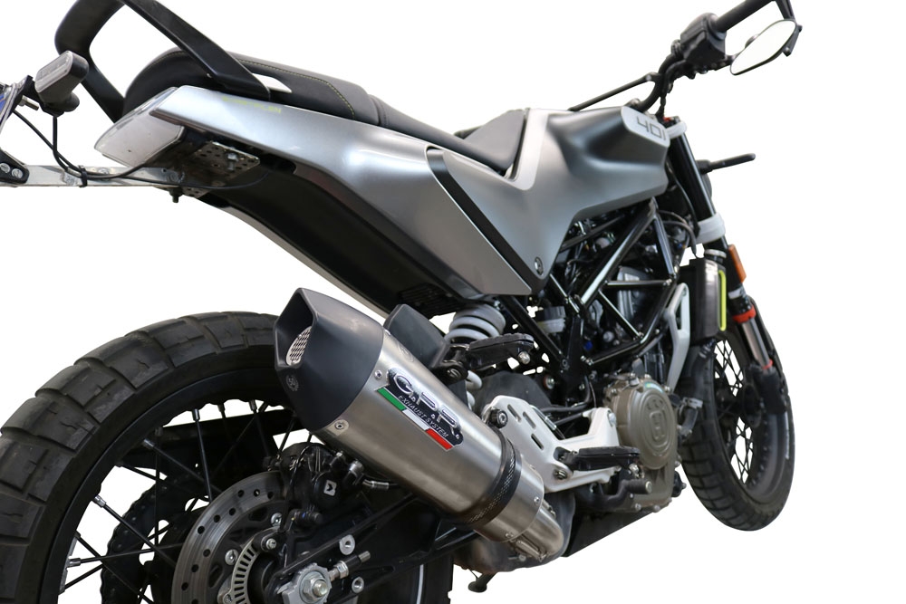 Escape compatible con Husqvarna Svartpilen 401 2020-2020, GP Evo4 Titanium, Escape legal, homologado, silenciador con db killer desmontable y tubo de conexión específico 