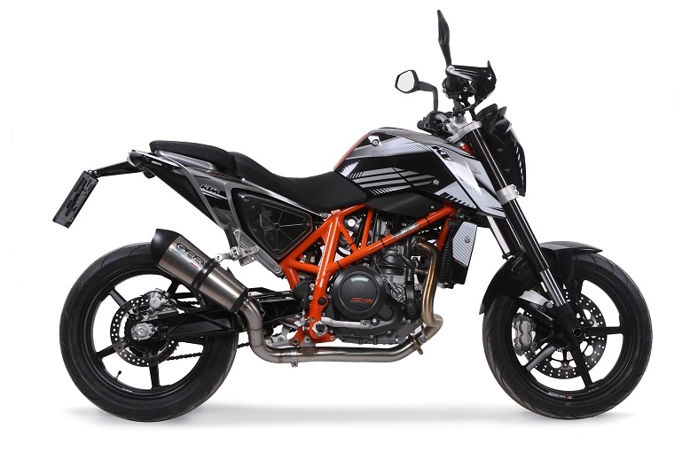 Escape compatible con Ktm Duke 690 2017-2020, GP Evo4 Titanium, Escape legal, homologado, silenciador con db killer desmontable y tubo de conexión específico 