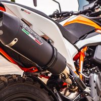 Escape compatible con Ktm Adventure 890 2020-2024, GP Evo4 Black Titanium, Escape legal, homologado, silenciador con db killer desmontable y tubo de conexión específico 