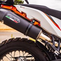 Escape compatible con Ktm Adventure 890 2020-2024, GP Evo4 Black Titanium, Escape legal, homologado, silenciador con db killer desmontable y tubo de conexión específico 