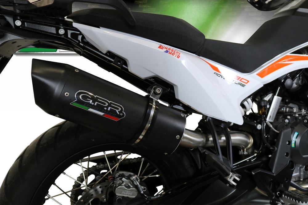 Escape compatible con Ktm Adventure 790 2018-2020, Furore Evo4 Nero, Escape legal, homologado, silenciador con db killer desmontable y tubo de conexión específico 