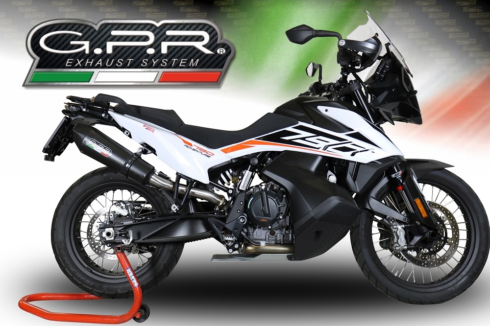 Escape compatible con Ktm Adventure 790 2021-2024, GP Evo4 Black Titanium, Escape legal, homologado, silenciador con db killer desmontable y tubo de conexión específico 