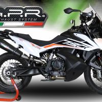 Escape compatible con Ktm Adventure 790 2021-2024, GP Evo4 Black Titanium, Escape legal, homologado, silenciador con db killer desmontable y tubo de conexión específico 