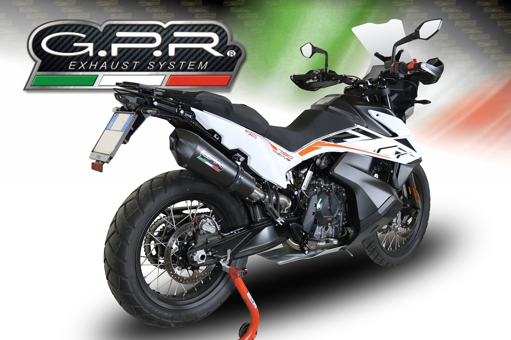 Escape compatible con Ktm Adventure 790 2021-2024, GP Evo4 Black Titanium, Escape legal, homologado, silenciador con db killer desmontable y tubo de conexión específico 