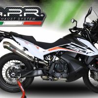 Escape compatible con Ktm Adventure 790 2018-2020, Powercone Evo, Escape legal, homologado, silenciador con db killer desmontable y tubo de conexión específico 