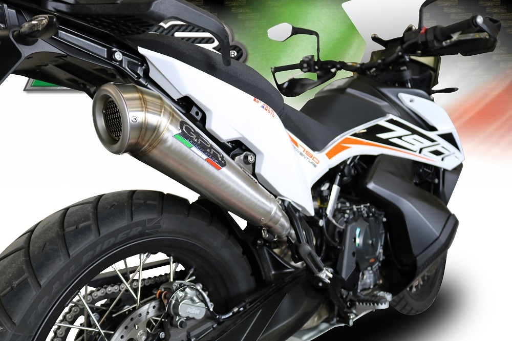 Escape compatible con Ktm Adventure 790 2018-2020, Powercone Evo, Escape legal, homologado, silenciador con db killer desmontable y tubo de conexión específico 