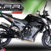Escape compatible con Ktm Duke 790 2017-2020, Deeptone Inox, Escape legal, homologado, silenciador con db killer desmontable y tubo de conexión específico 