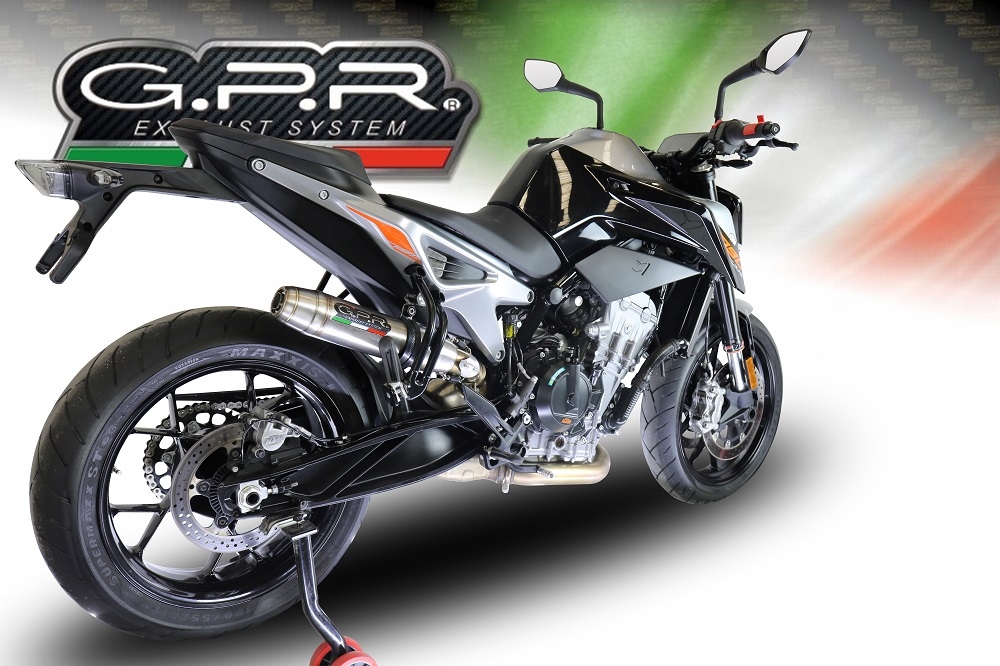 Escape compatible con Ktm Duke 790 2017-2020, Deeptone Inox, Escape legal, homologado, silenciador con db killer desmontable y tubo de conexión específico 