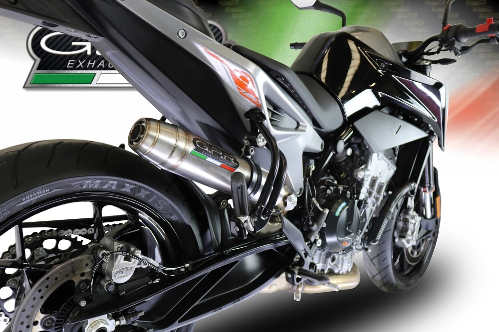 Escape compatible con Ktm Duke 790 2017-2020, Deeptone Inox, Escape legal, homologado, silenciador con db killer desmontable y tubo de conexión específico 