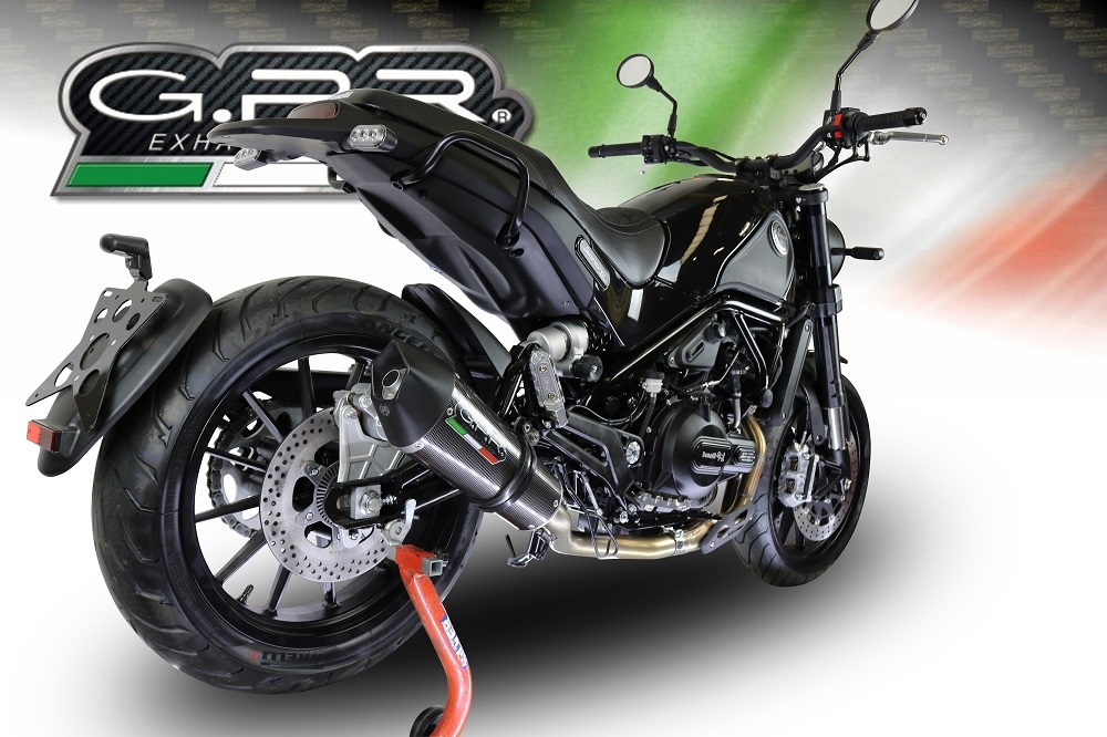 Escape compatible con Benelli Leoncino 500 2017-2024, GP Evo4 Poppy, Escape legal, homologado, silenciador con db killer desmontable y tubo de conexión específico 