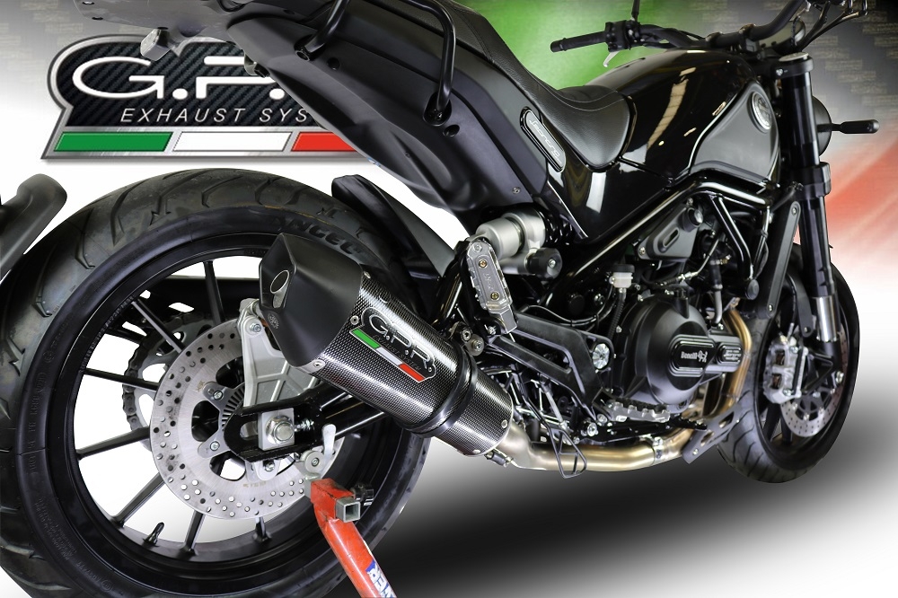 Escape compatible con Benelli Leoncino 500 2017-2024, GP Evo4 Poppy, Escape legal, homologado, silenciador con db killer desmontable y tubo de conexión específico 