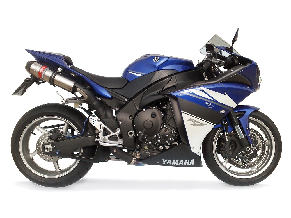 Escape compatible con Yamaha Yzf 1000 R1 2009-2014, Gpe Ann. titanium, Par de terminales de escape homologados, con db killer extraíbles y tubos de conexión específicos 