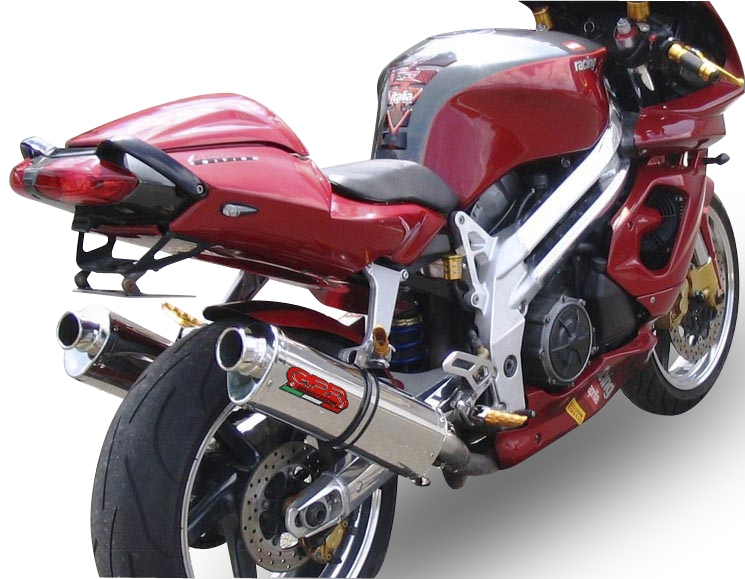 Escape compatible con Aprilia Rsv 1000 R Factory 2004-2005, Trioval, Par de terminales de escape homologados, con db killer extraíbles y tubos de conexión específicos 