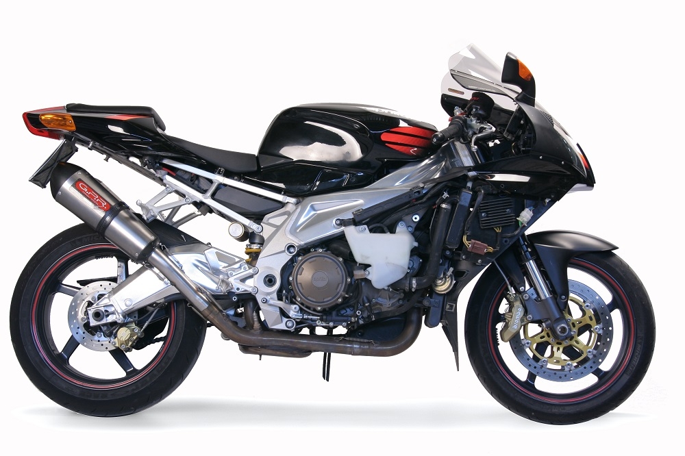 Escape compatible con Aprilia Rsv 1000 R Factory 2004-2005, Gpe Ann. titanium, Par de terminales de escape homologados, con db killer extraíbles y tubos de conexión específicos 