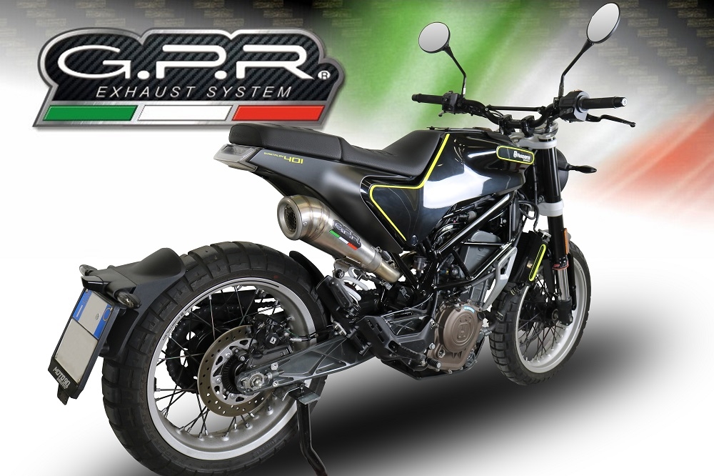 GPR escape compatible con  Husqvarna Svartpilen 401 2018-2019, Powercone Evo, Escape semi-completo homologado, con db killer extraible y catalizador 