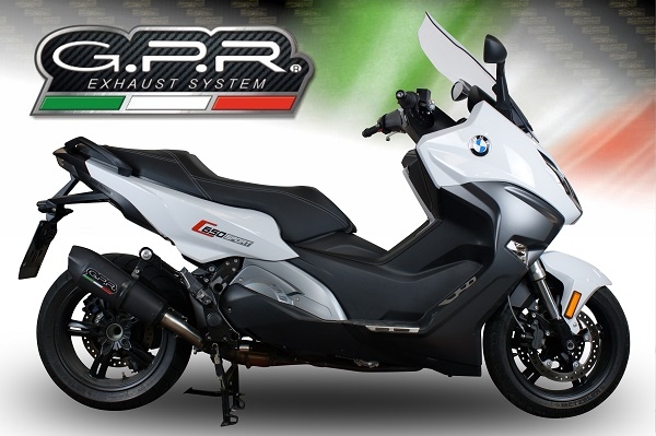 Escape compatible con Bmw C 650 Sport 2016-2020, GP Evo4 Black Titanium, Escape legal, homologado, silenciador con db killer desmontable y tubo de conexión específico 