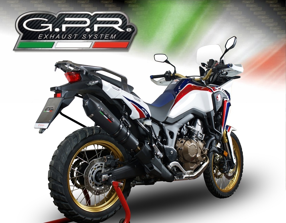 Escape compatible con Honda Crf 1000 L Africa Twin 2018-2020, GP Evo4 Black Titanium, Escape legal, homologado, silenciador con db killer desmontable y tubo de conexión específico 