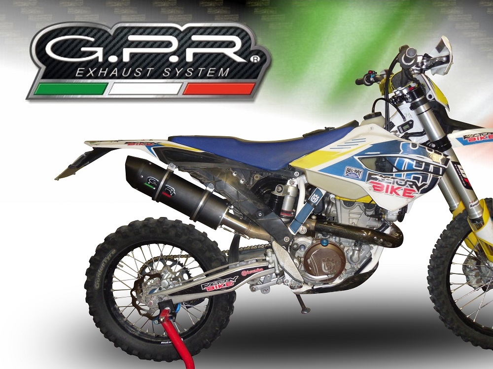 Escape compatible con Husqvarna FE 350 2014-2016, Furore Poppy, Escape legal, homologado, silenciador con db killer desmontable y tubo de conexión específico 
