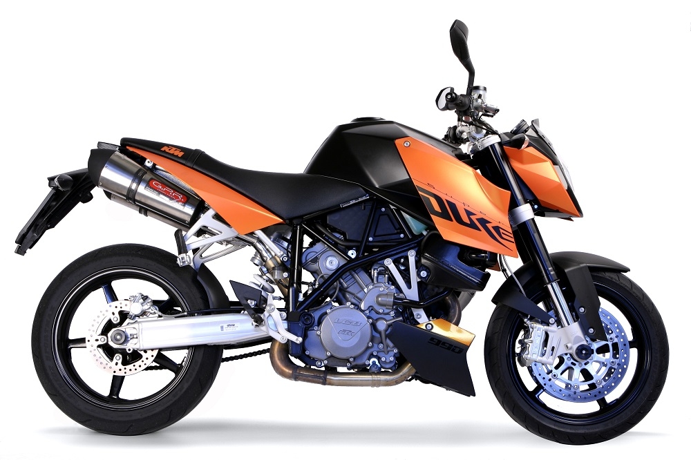 Escape compatible con Ktm Superduke 990 - R ( LC8) 2004-2012, Gpe Ann. titanium, Par de terminales de escape homologados, con db killer extraíbles y tubos de conexión específicos 