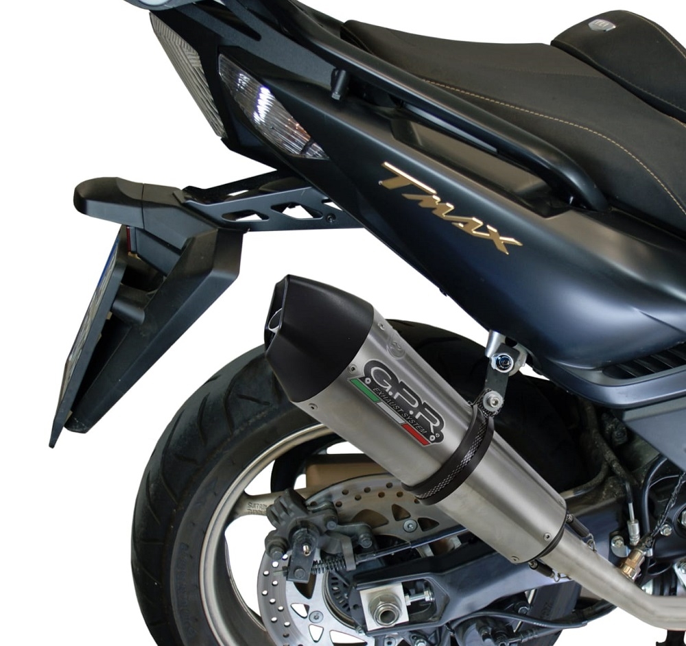 Escape compatible con Yamaha T-Max 500 2001-2011, Gpe Ann. titanium, Escape completo homologado y legal, incluido db killer extraíble 