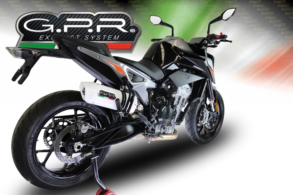 Escape compatible con Ktm Duke 790 2017-2020, Albus Evo4, Escape legal, homologado, silenciador con db killer desmontable y tubo de conexión específico 