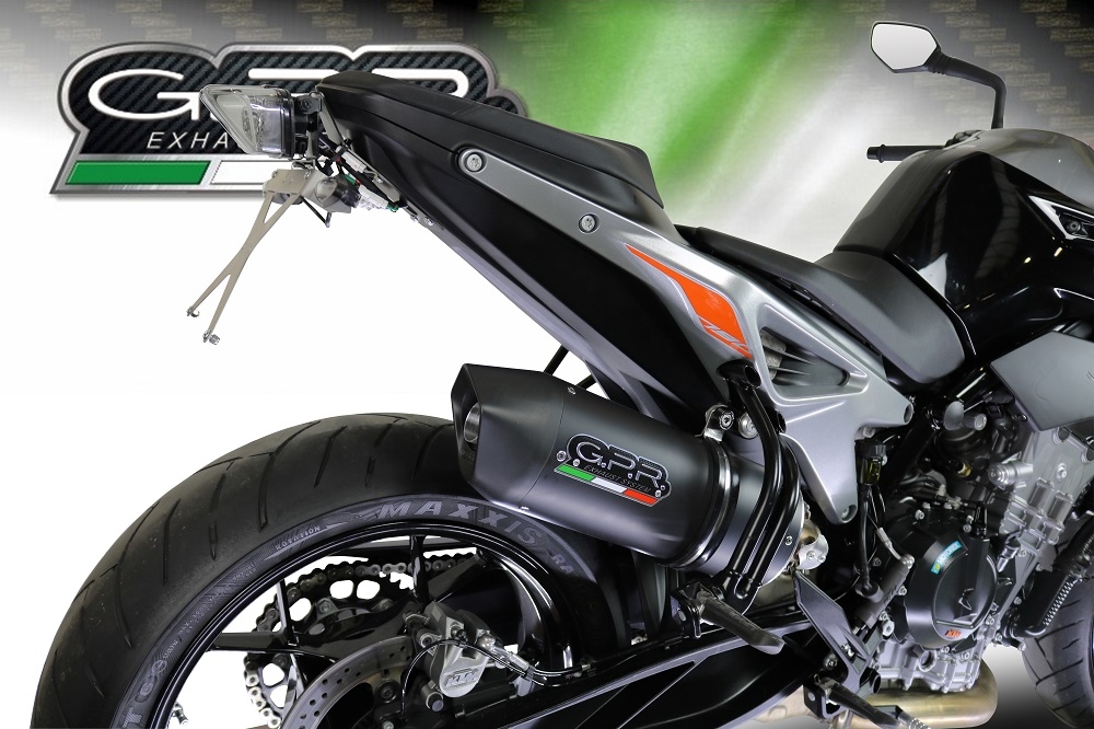 Escape compatible con Ktm Duke 790 2021-2024, Furore Evo4 Nero, Escape legal, homologado, silenciador con db killer desmontable y tubo de conexión específico 