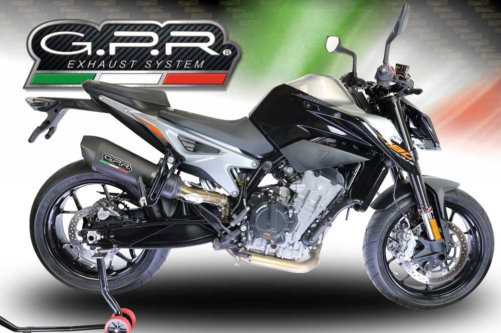 Escape compatible con Ktm Duke 790 2021-2024, GP Evo4 Black Titanium, Escape legal, homologado, silenciador con db killer desmontable y tubo de conexión específico 