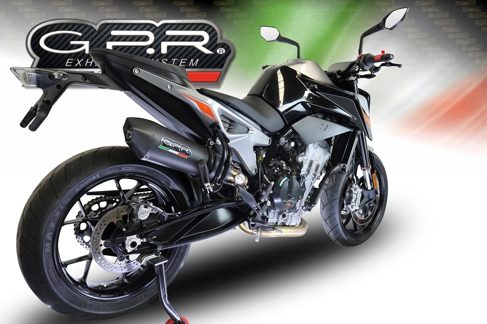 Escape compatible con Ktm Duke 790 2021-2024, GP Evo4 Black Titanium, Escape legal, homologado, silenciador con db killer desmontable y tubo de conexión específico 