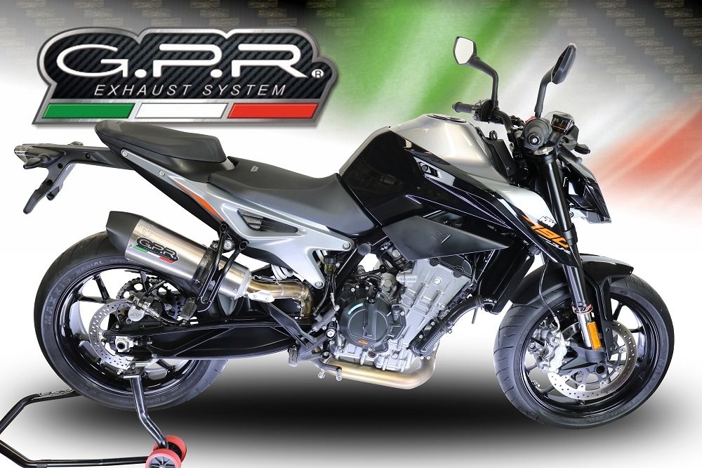 Escape compatible con Ktm Duke 790 2021-2024, GP Evo4 Titanium, Escape legal, homologado, silenciador con db killer desmontable y tubo de conexión específico 
