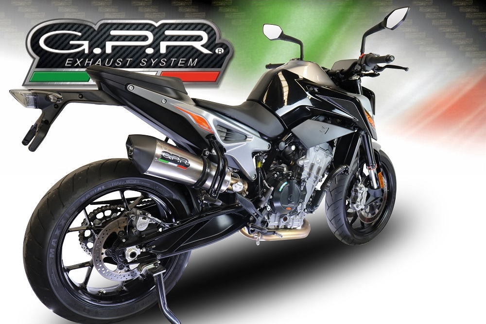 Escape compatible con Ktm Duke 790 2021-2024, GP Evo4 Titanium, Escape legal, homologado, silenciador con db killer desmontable y tubo de conexión específico 
